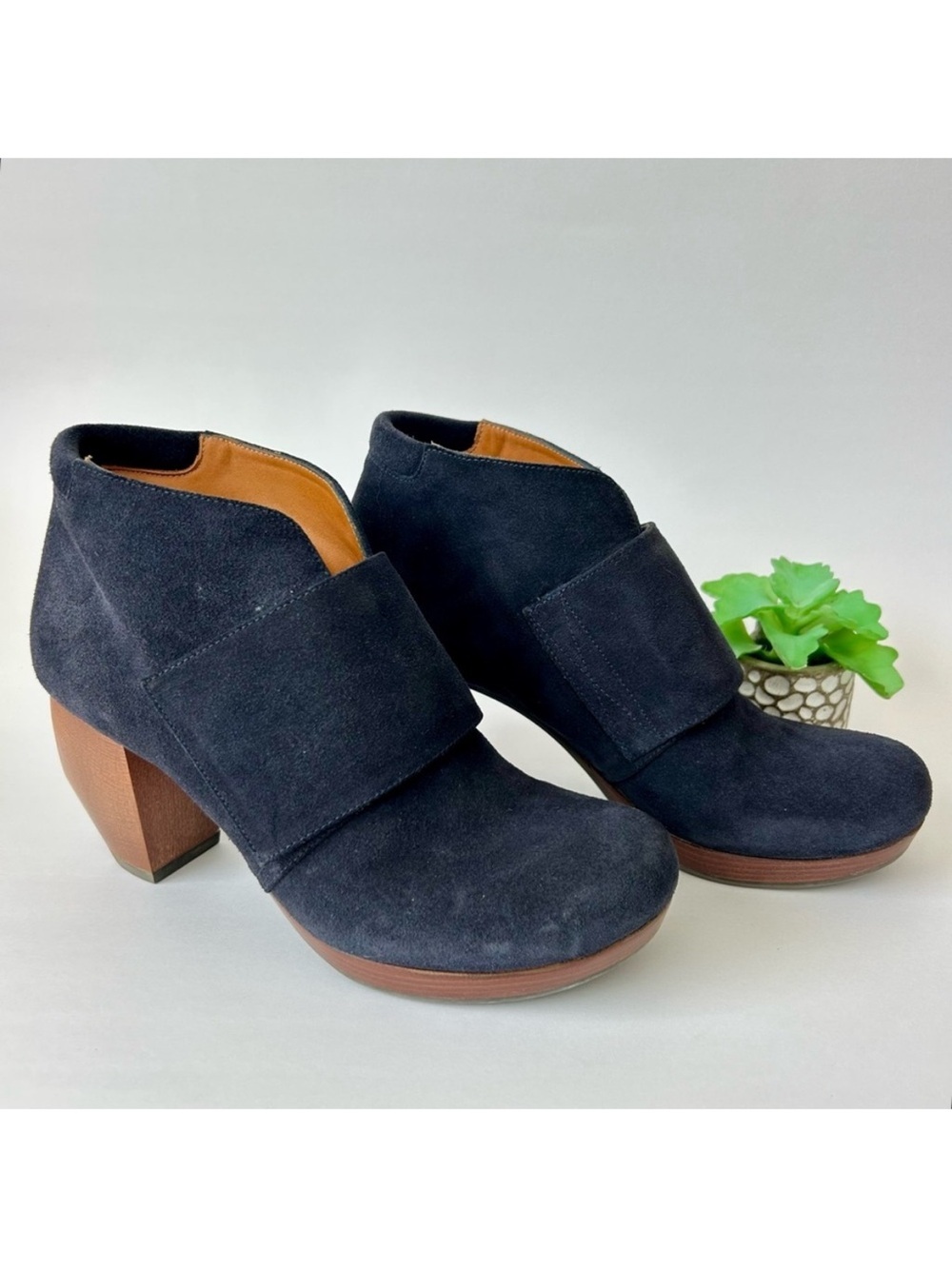 Chie Mihara Charro Black Suede Leather Platform Downtown Clog Boots Size 37